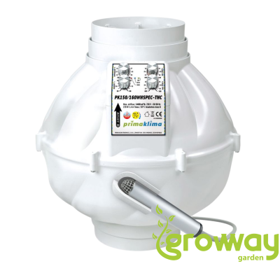 Prima Klima ventilátor Whisperblower EC-THC 150-160 mm - 1400 m3/h, EC motor a regulace otáček dle teploty a vlhkosti