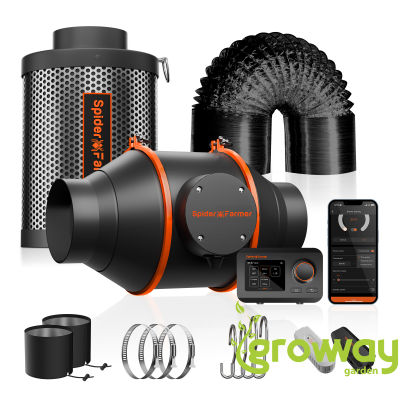 Ventilační set Spider Farmer 100 mm 348 m3/h s uhlíkovým filtrem a regulací GGS