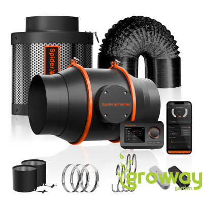 Ventilační set Spider Farmer 150 mm 683 m3/h s uhlíkovým filtrem a regulací GGS